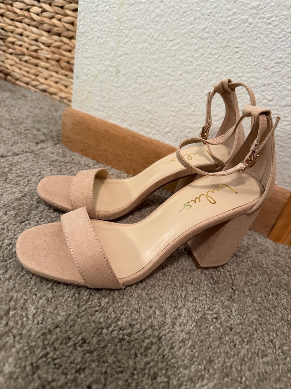 Lulu's Blush Tan Ankle Strap Block Heel Sandals